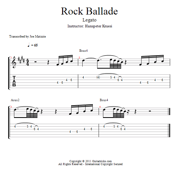 Guitar Lessons Rock Ballad Legato