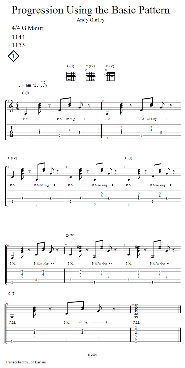 Guitar Lessons Progression Using the Basic Pattern