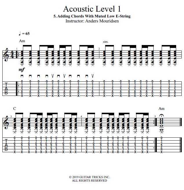 Guitar Lessons Adding Chords With Muted Low EString