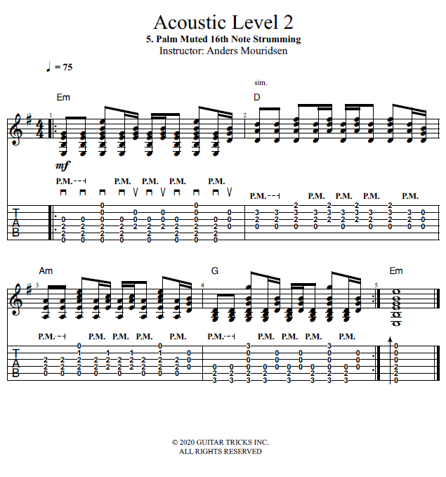 Guitar Lessons Palm Muted 16th Note Strumming