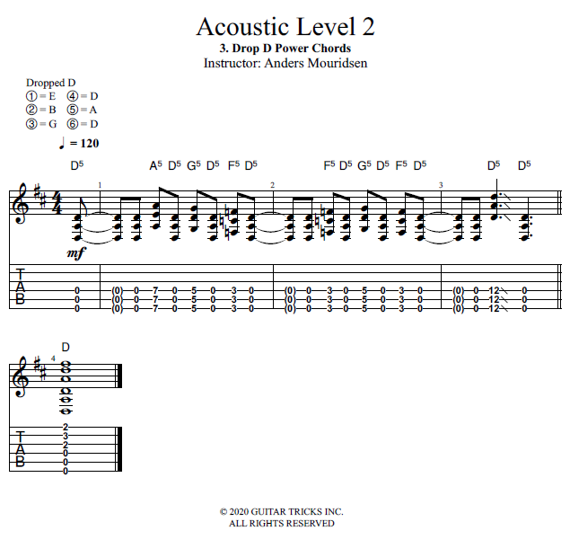 Drop D Power Chords Chart
