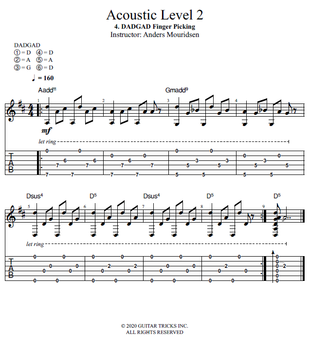 Guitar Lessons DADGAD Finger Picking