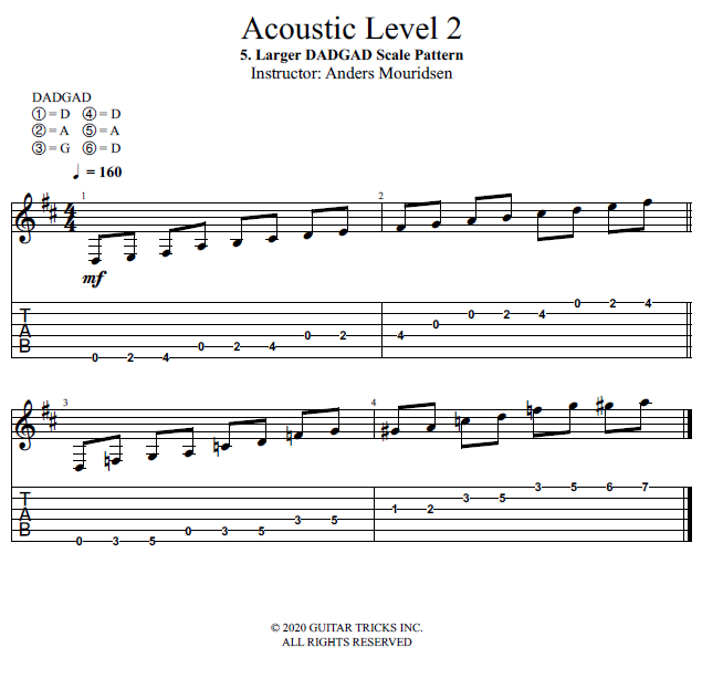 Guitar Lessons Larger DADGAD Scale Pattern