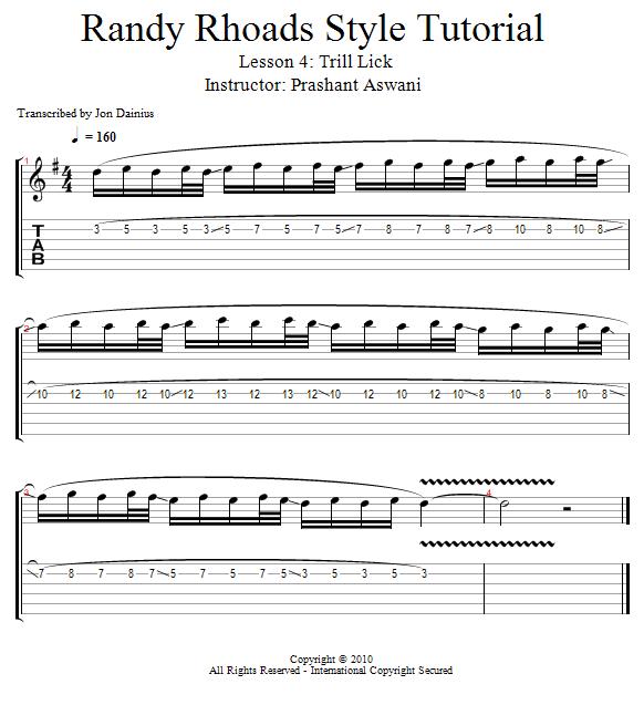Guitar Lessons Randy Rhoads Style Trill Lick