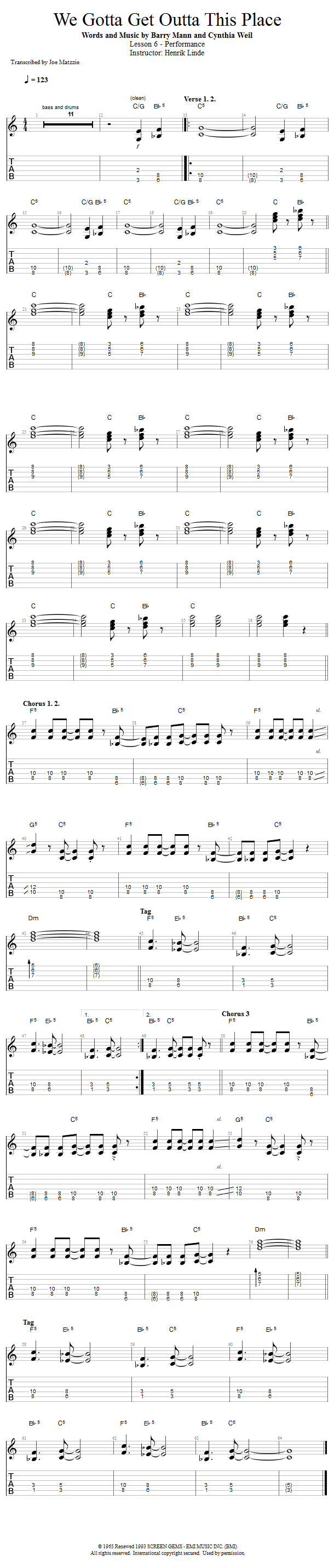 Guitar Lessons We Gotta Get Outta This Place Performance Guitar Lessons We Gotta Get Outta This Place Performance
