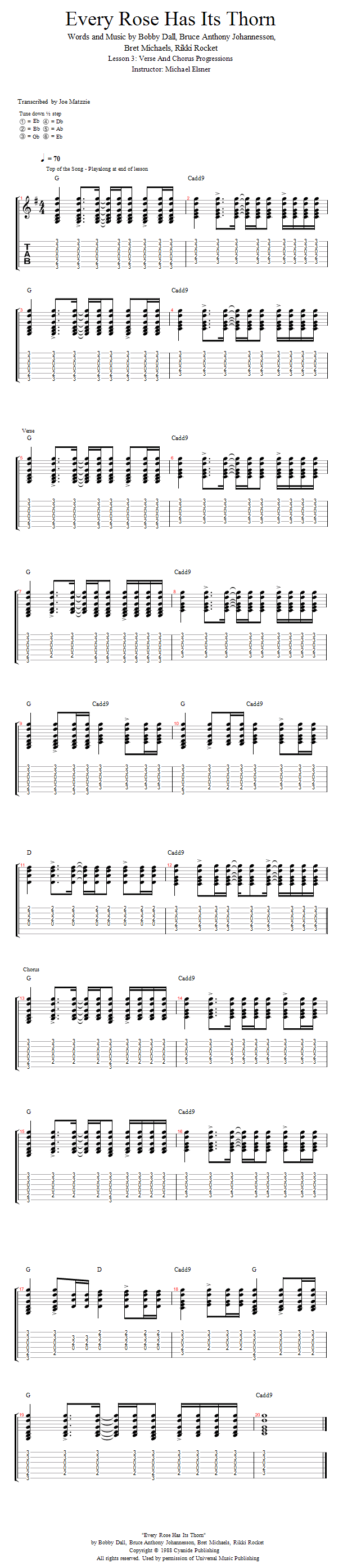 Guitar Lessons Verse and Chorus Progressions