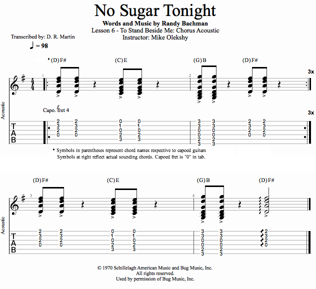 Guitar Lessons To Stand Beside Me Chorus Acoustic