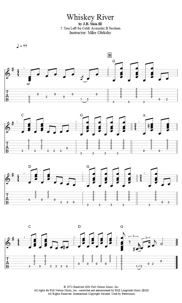 Guitar Lessons You Left So Cold Acoustic B Section