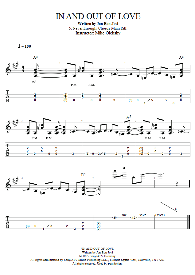 Guitar Lessons: Never Enough: Chorus Main Riff