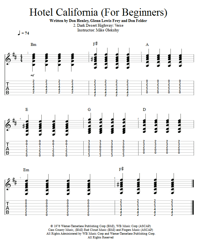 Guitar Lessons Dark Desert Highway Verse
