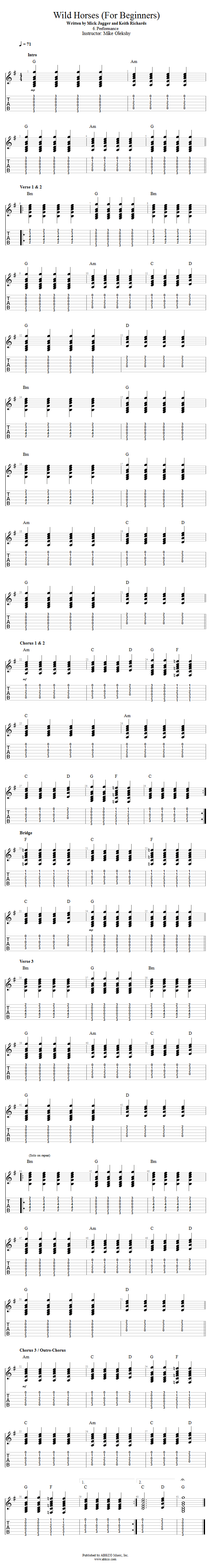 Guitar Lessons Wild Horses (Made Easy) Performance