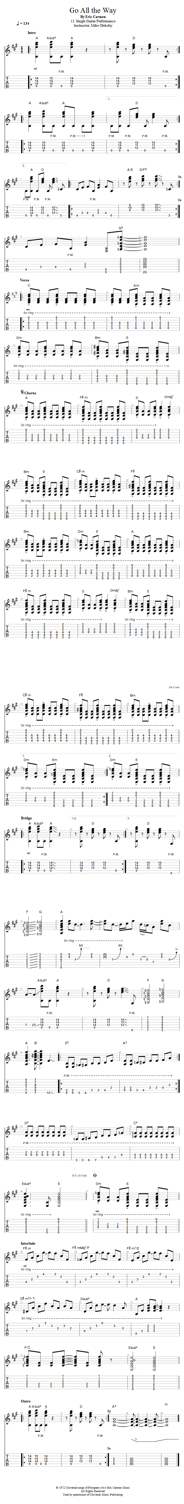 Guitar Lessons Go All The Way Single Guitar Performance