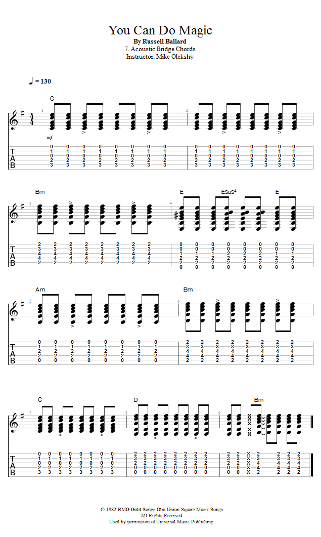 Guitar Lessons Acoustic Bridge Chords