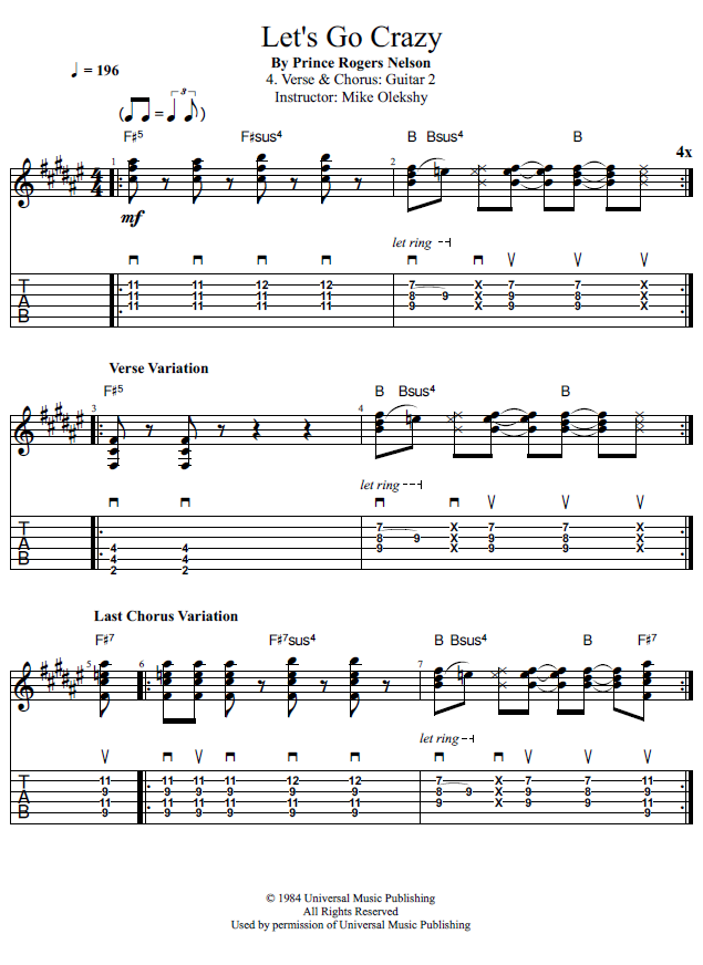 Guitar Lessons Verse & Chorus Guitar 2