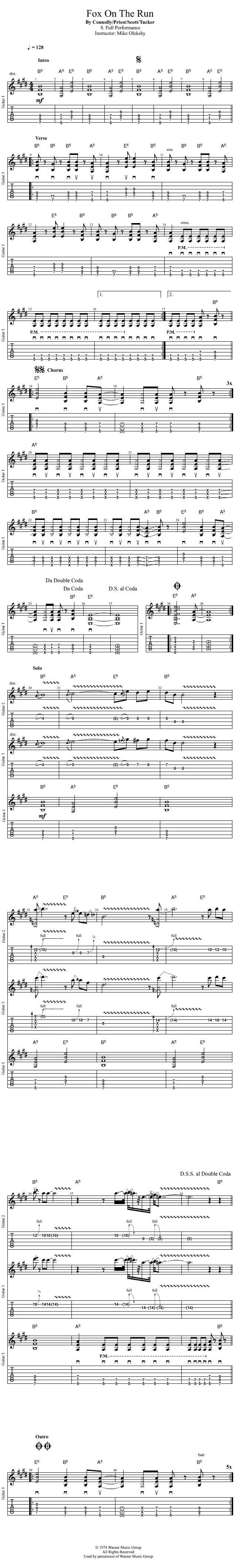 Guitar Lessons Fox On The Run Full Performance