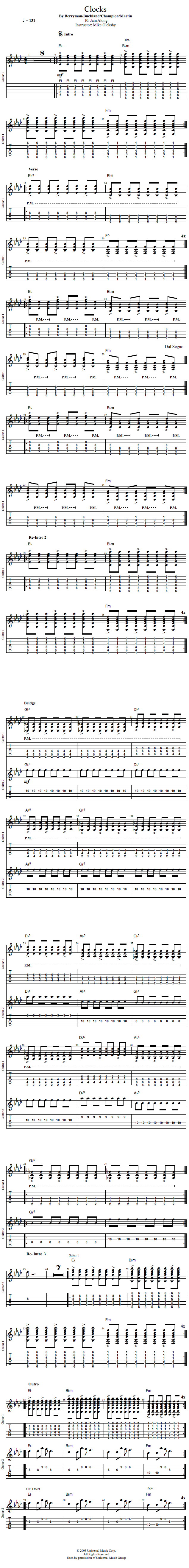 Guitar Lessons Clocks Jam Along