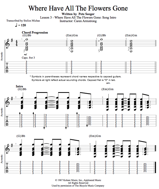 Guitar Lessons Where Have All The Flowers Gone Song Intro